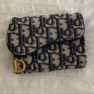 Dior mini saddle wallet navy